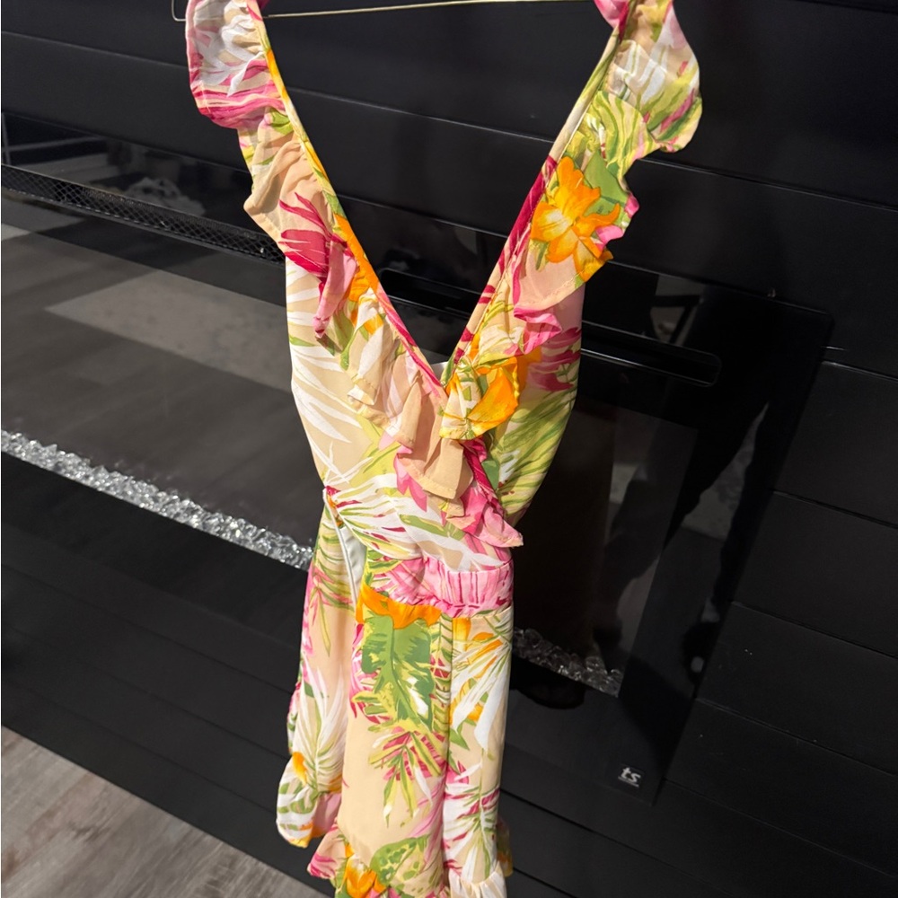Floral Ruffle V-Neck Dress